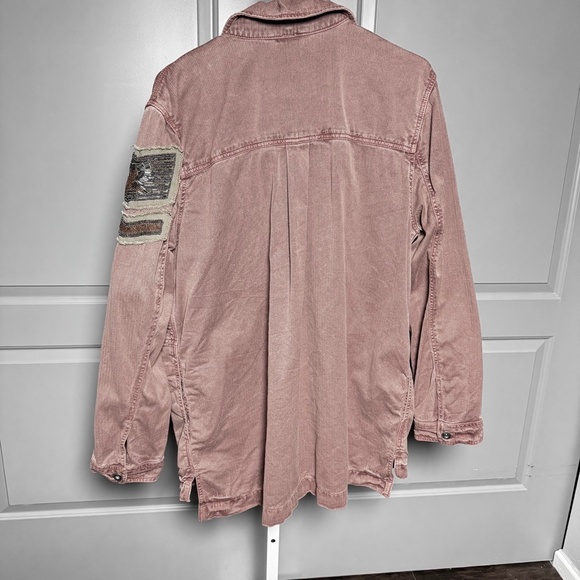 Free People Beaded Embroidered Military Inspired Utility Jacket SZ L - Picture 8 of 8